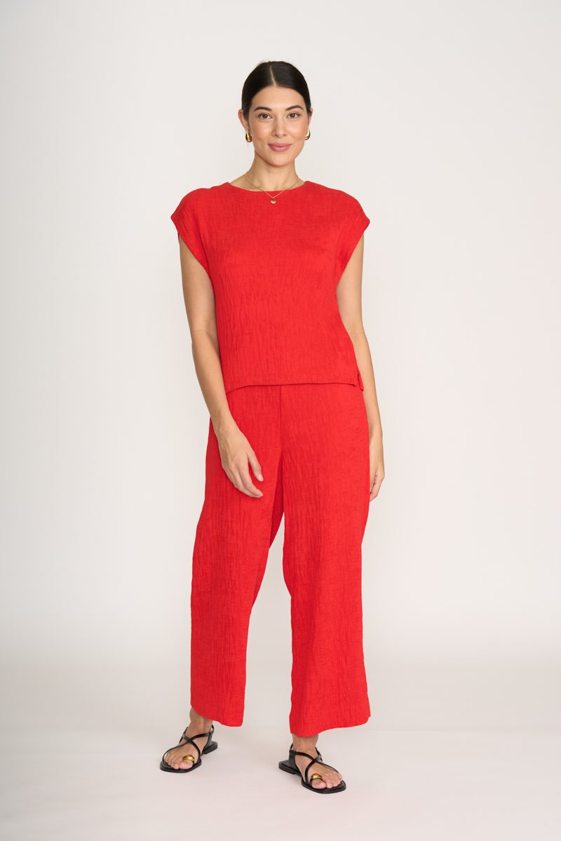 Shell-Abration Top Tigerlily | Red Viscose Top Australia