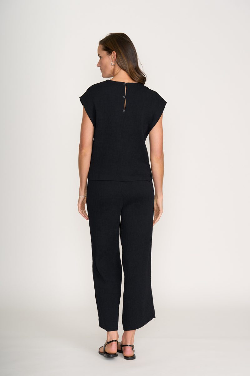 Shell-Abration top relaxed black viscose