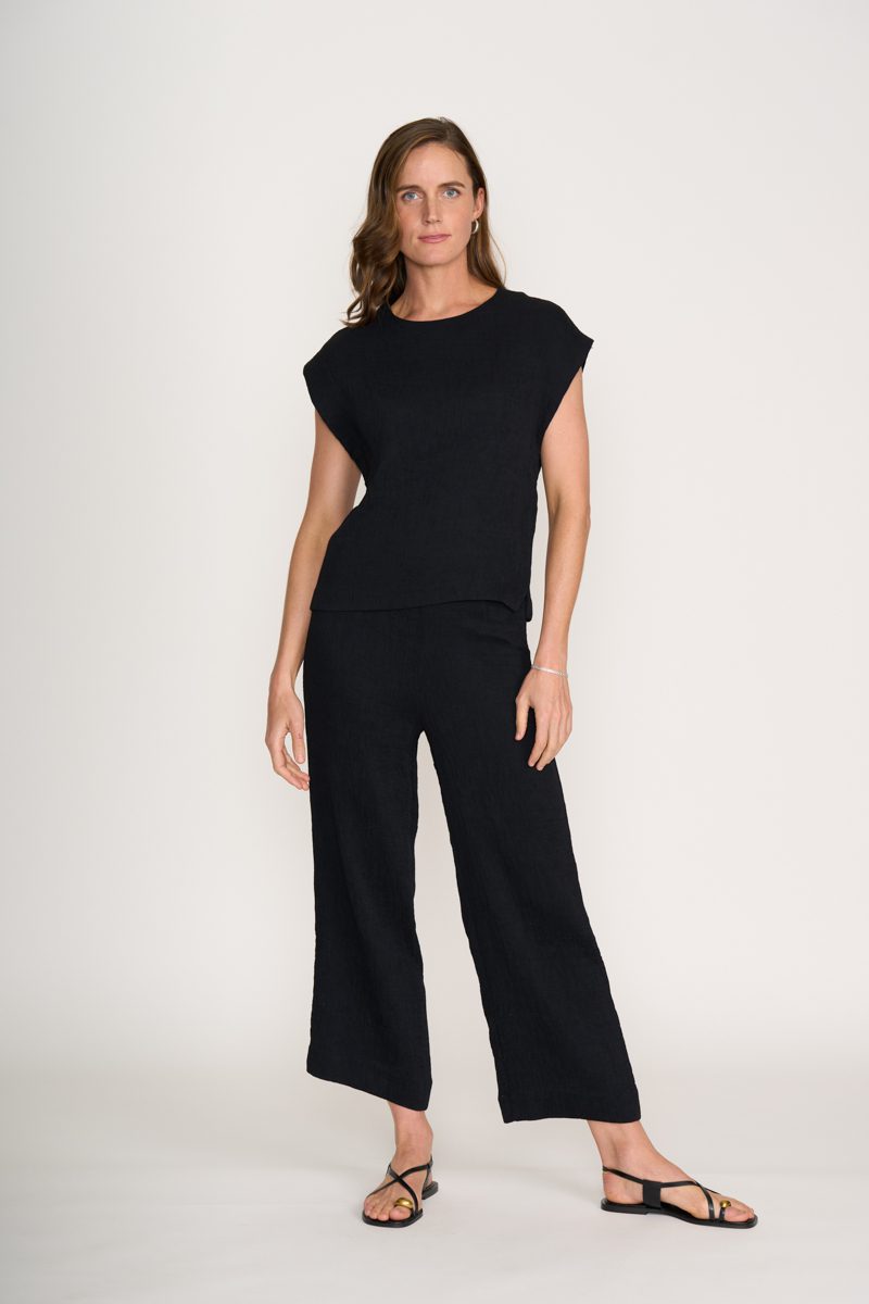 Lightweight black top soft viscose fabric