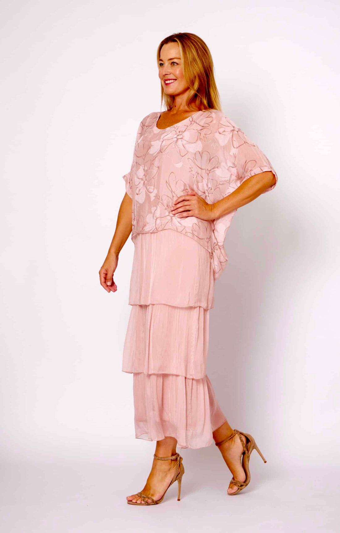 Multi Layered Dress Blush Pink | Silk Blend Occasion Dress Australia