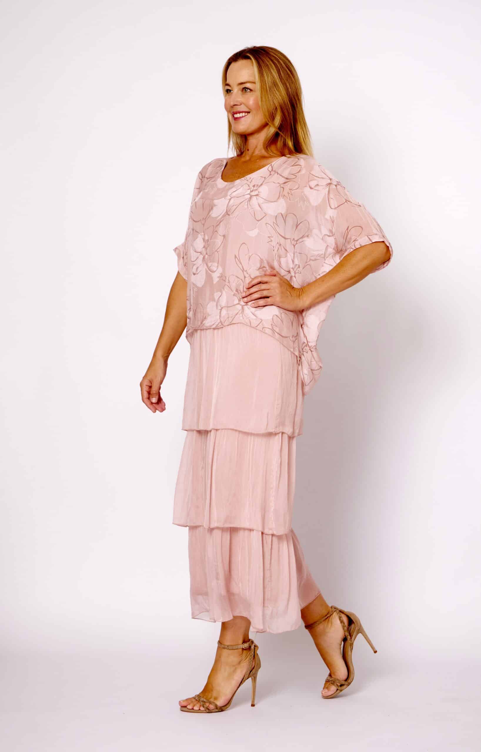 Women silk blend blush pink dress Australia
