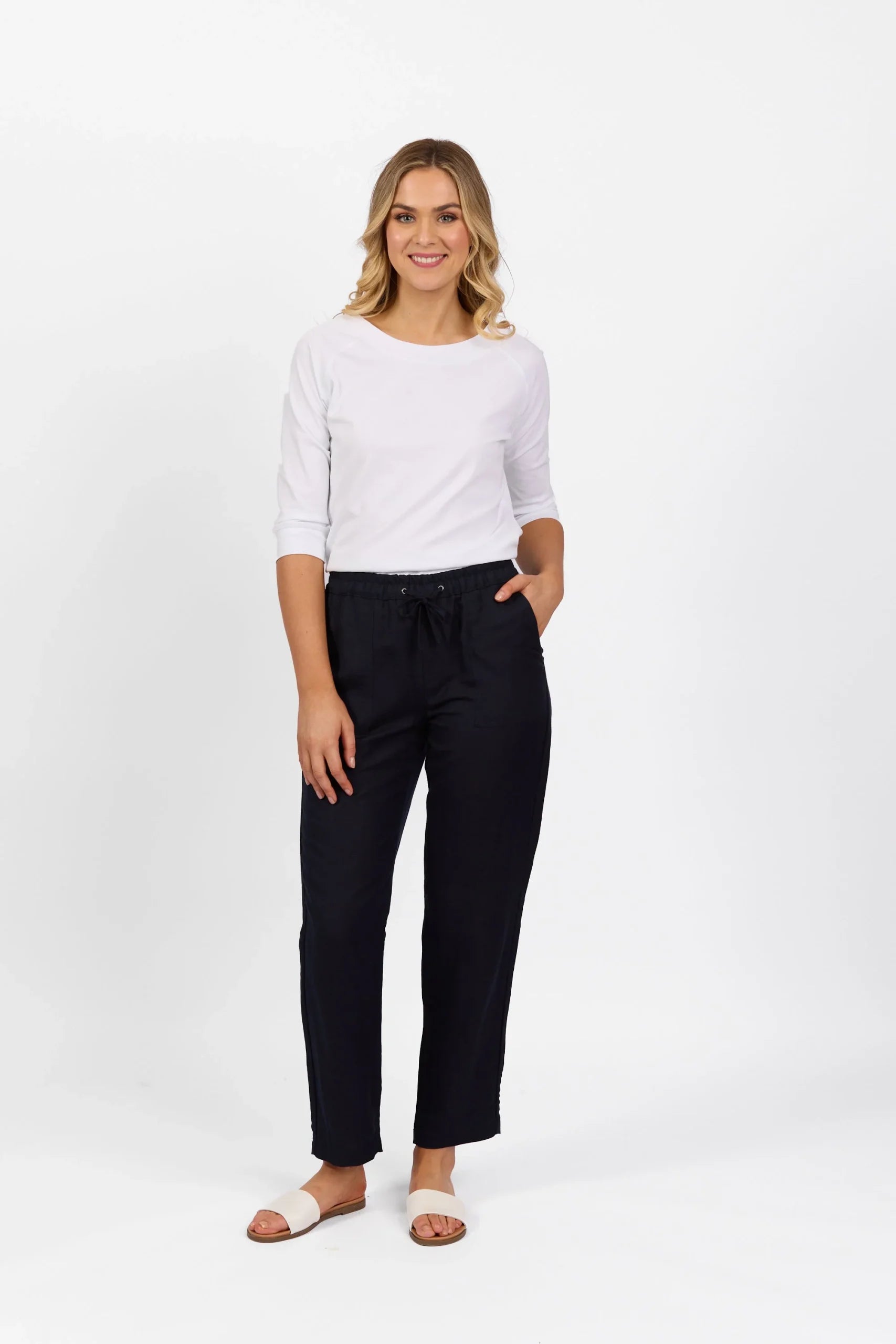 Stylish women’s navy slim leg pants Australia