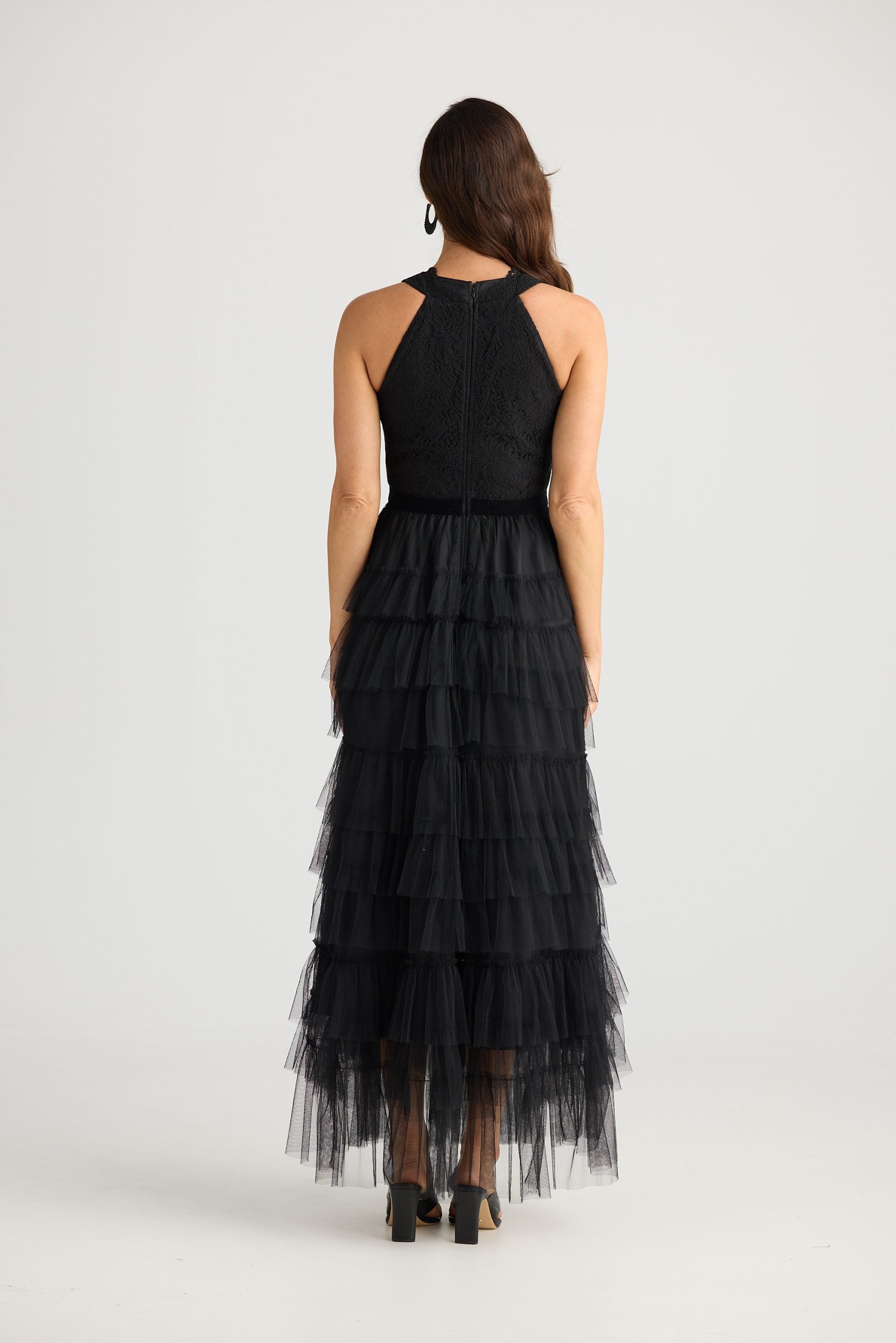 Romantic tiered tulle gown style dress