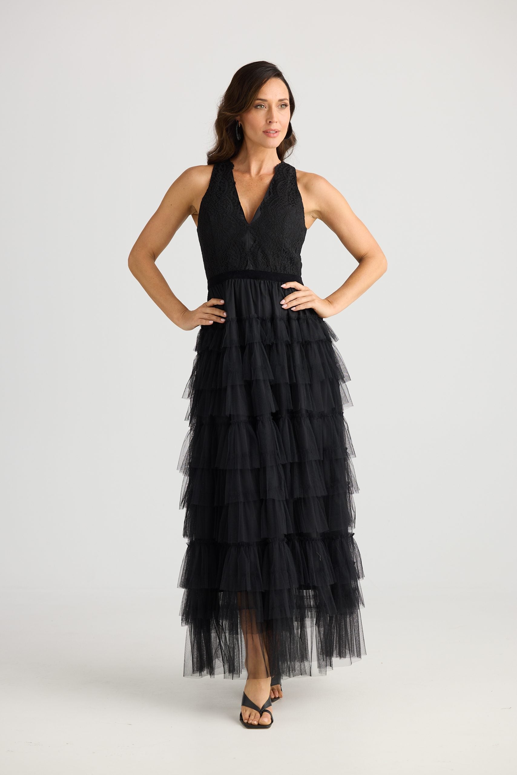 Tiered tulle Soprano maxi dress