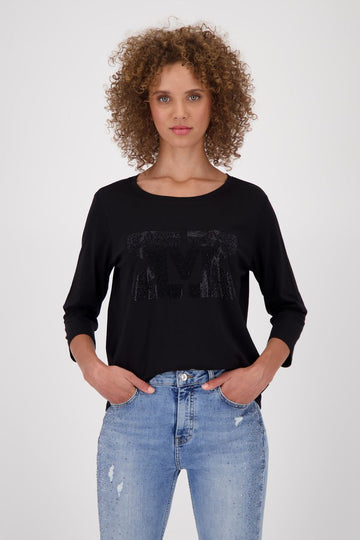 Monari rhinestone 3/4 sleeve top women

