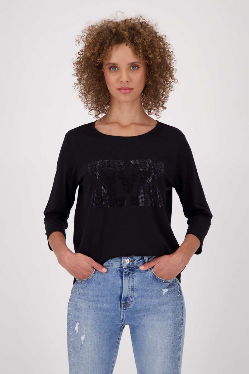 Monari rhinestone 3/4 sleeve top women
