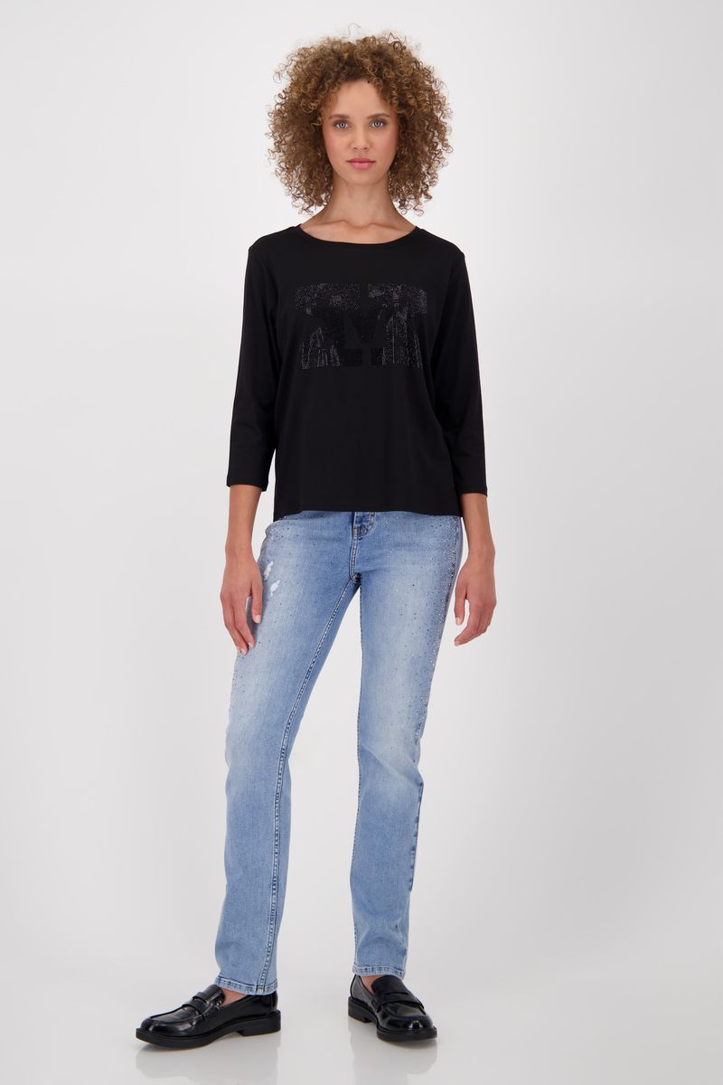 Monari Rhinestone Top with 3/4 Sleeve | Women’s Cotton Modal Top Australia