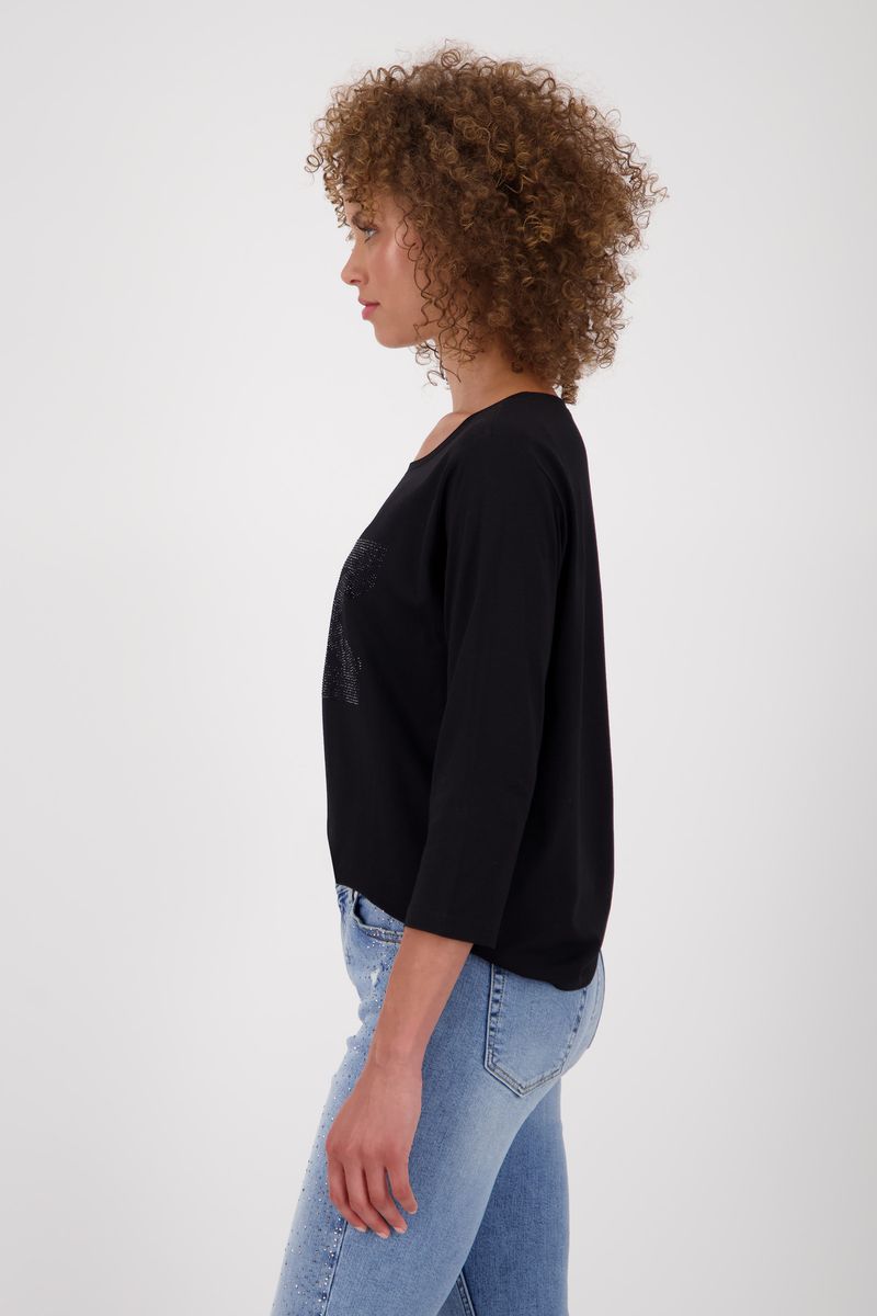 Cotton modal rhinestone sleeve top
