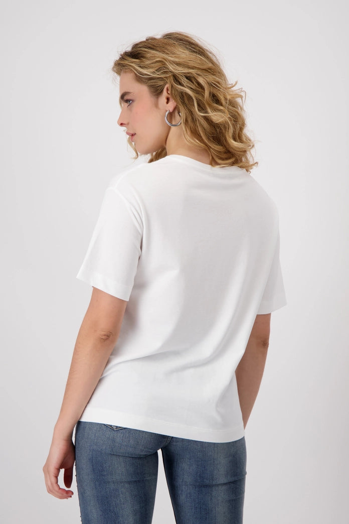 T-Shirt with Shoe and Bag Print | Rhinestone Graphic Tee