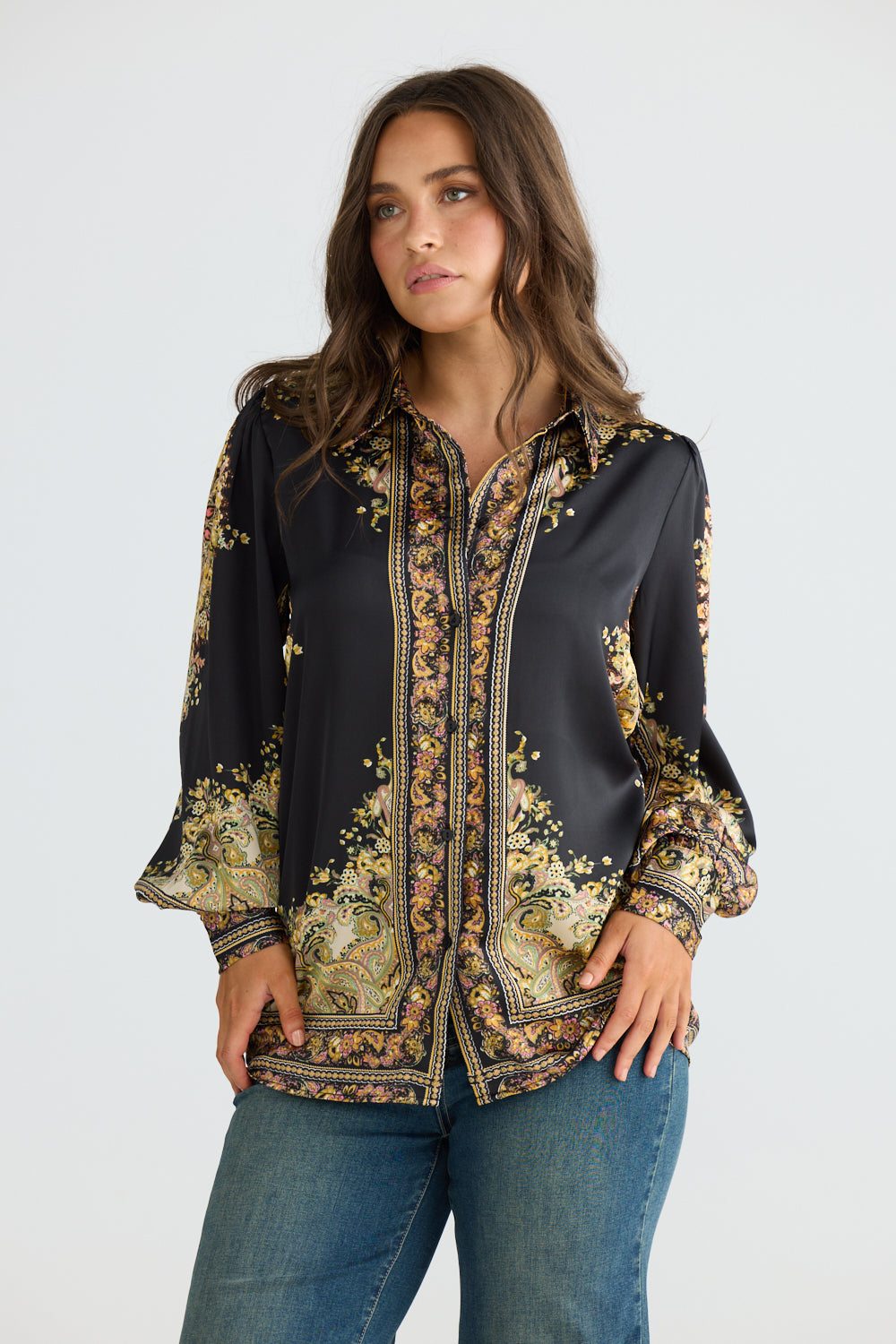 Rune Black Paisley Button-Up Shirt