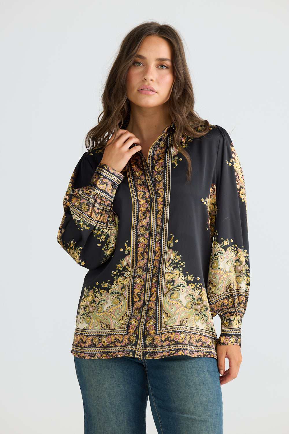 Rune Black Paisley Button-Up Shirt