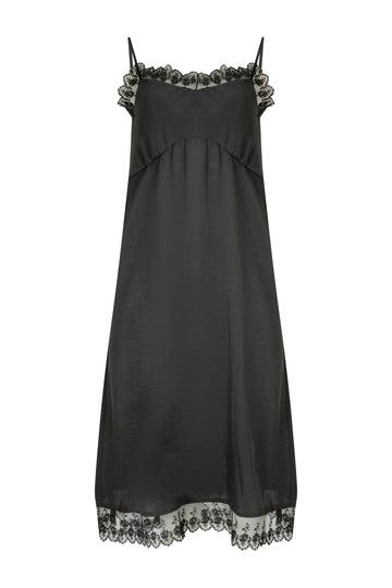 Black Lace Trim Slip Dress