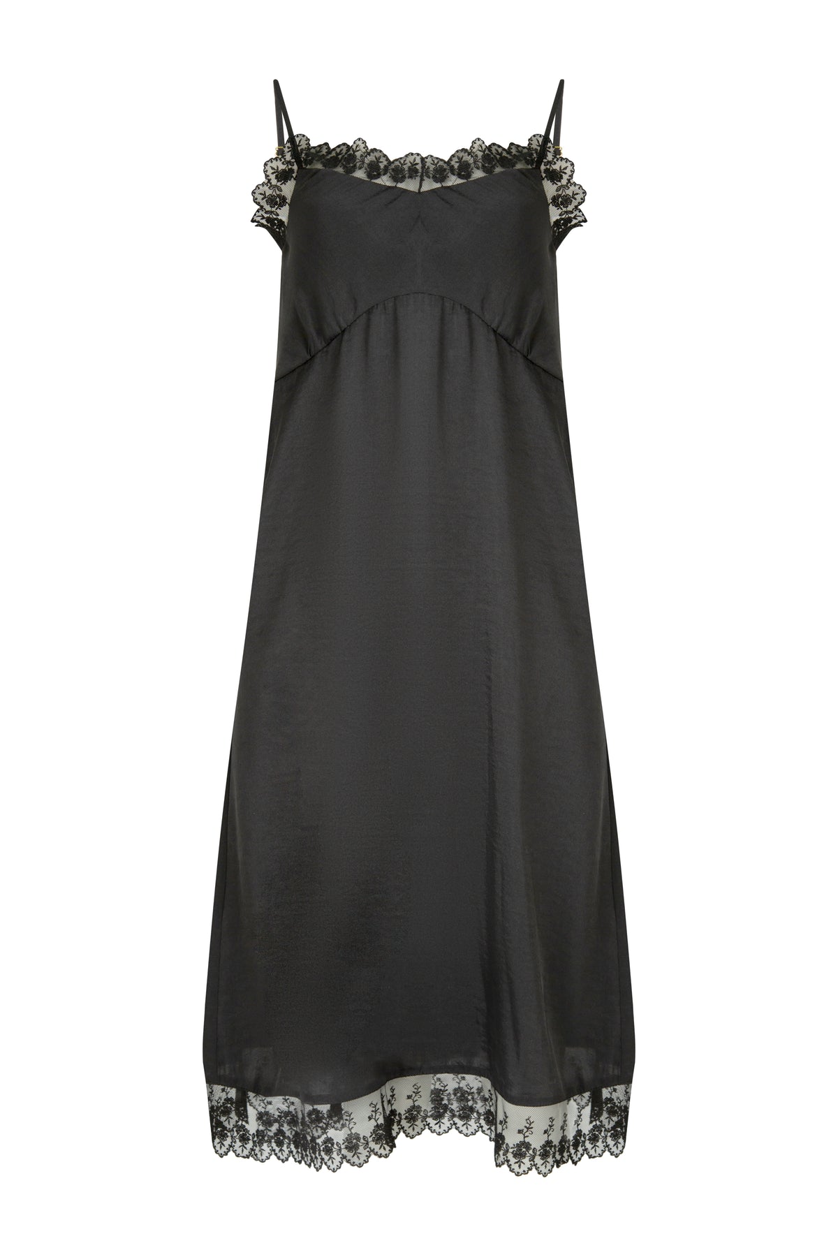 Black Lace Trim Slip Dress