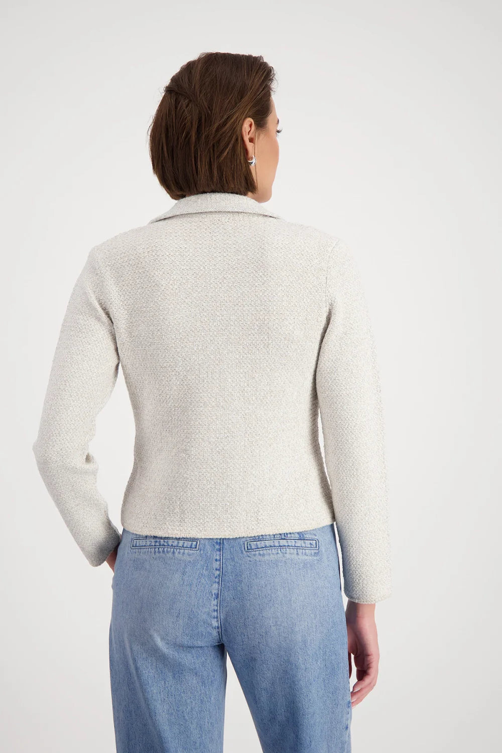 Tweed Knitted Short Blazer | Lurex Textured Cropped Jacket