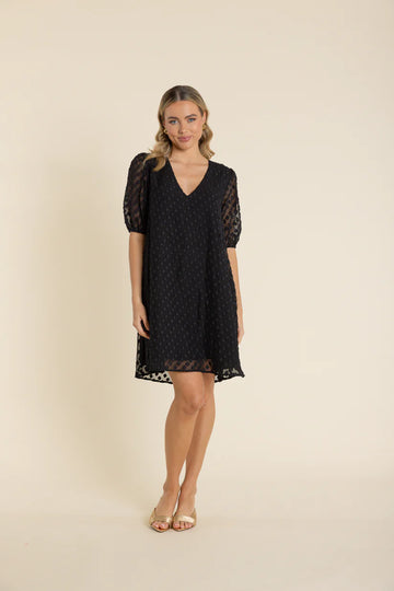 Short sleeve floral cut dress