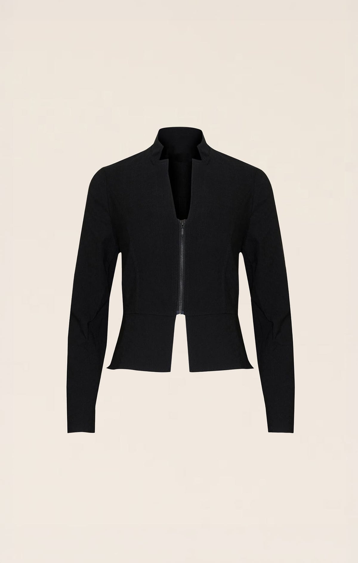 Front Zip Peplum Jacket In Black by Sacha Drake - image 9