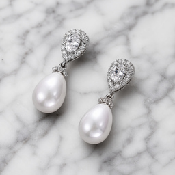 Teardrop Pearl Crystal Stud Earrings | Elegant Silver Finish Pearl Earrings