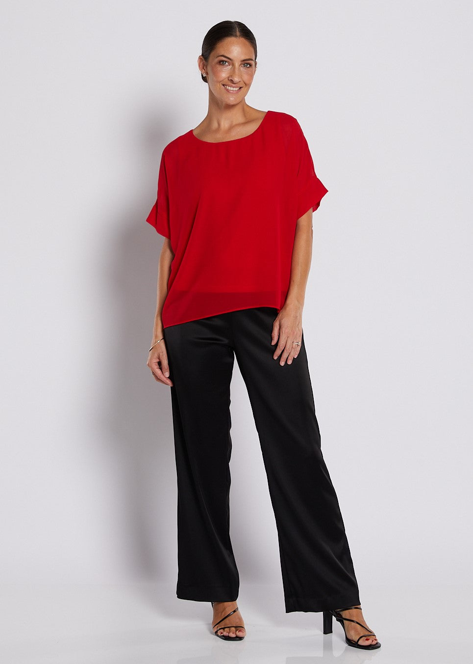 Vintage Astor Black and Red Chiffon Top