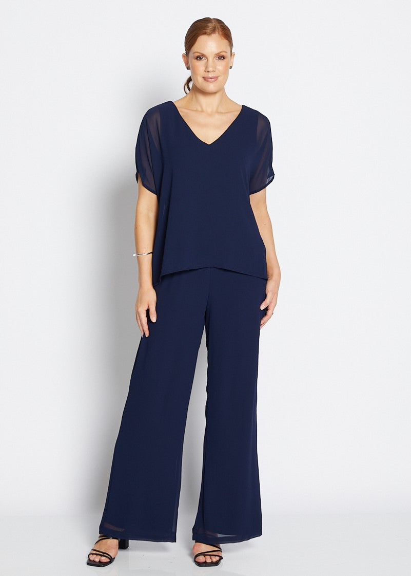 Navy Wide-Leg Palazzo Pants | Elegant Women’s Pants Australia