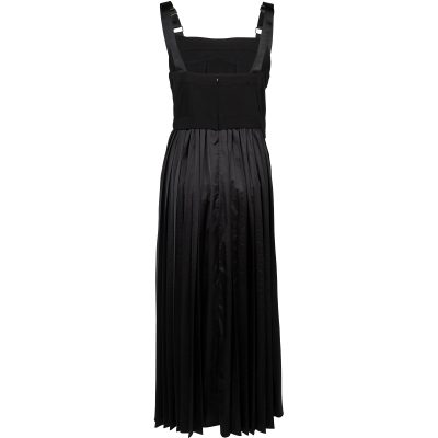 Back view of black pleated NU Denmark midi dress