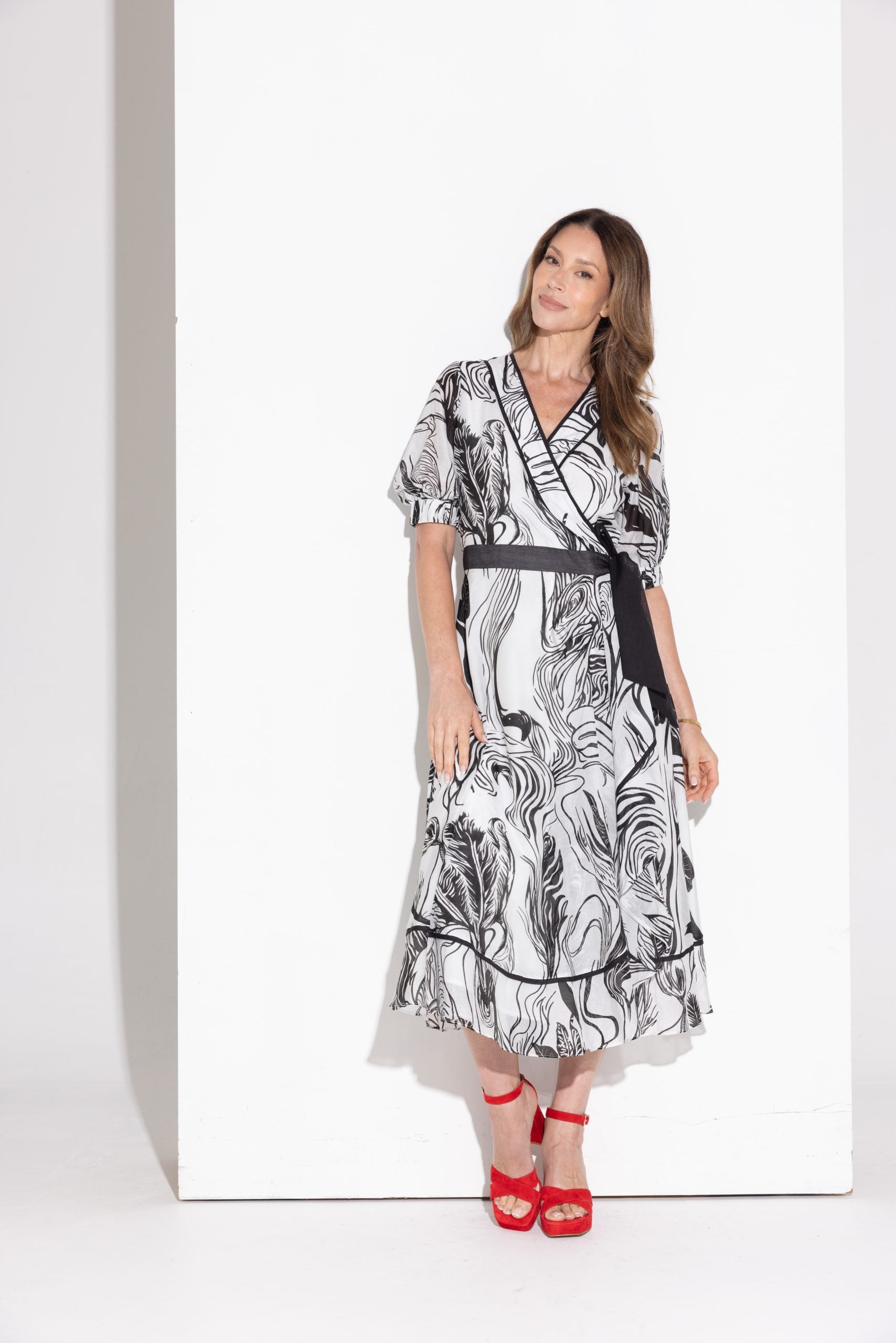 Elegant silk cotton wrap dress women