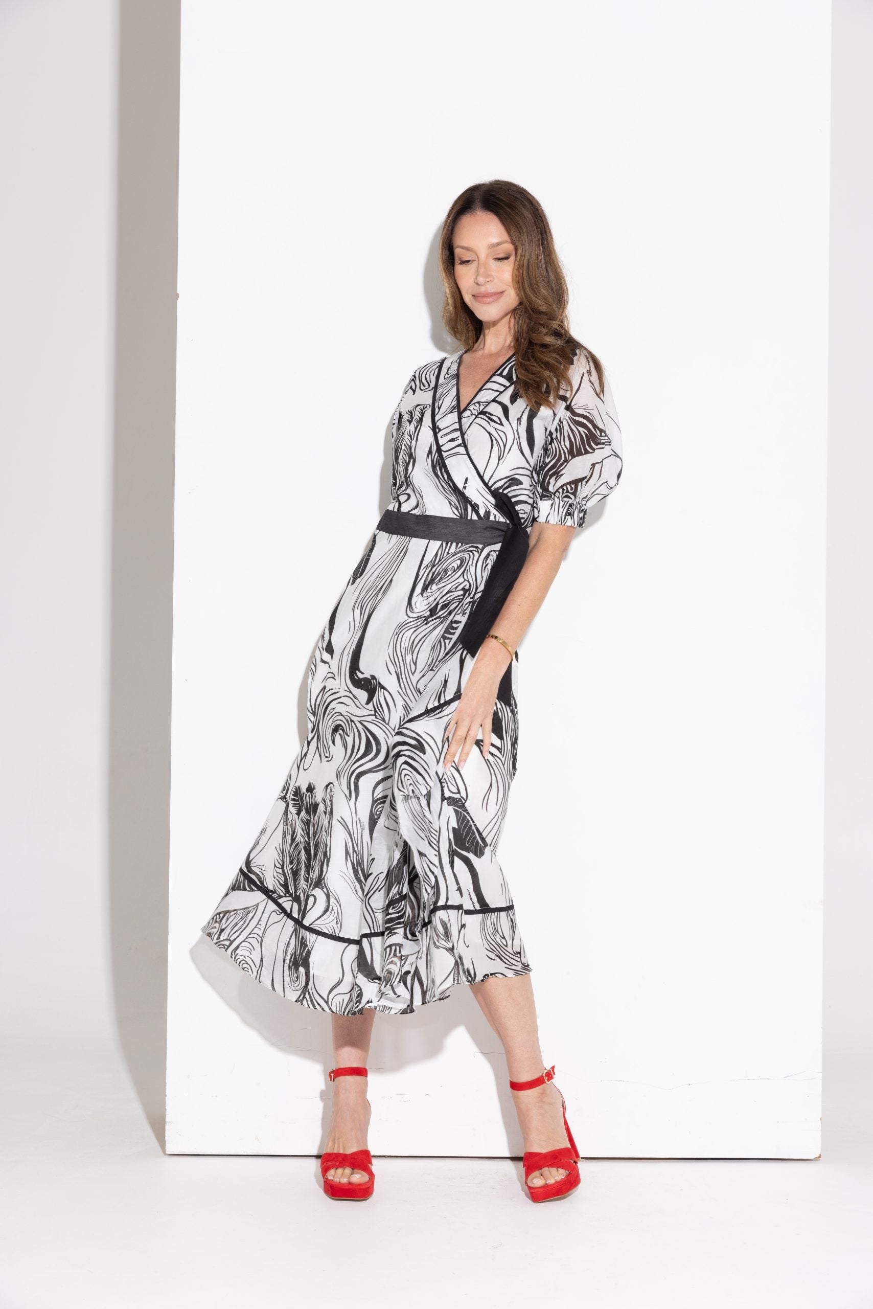 Villa wrap dress silk cotton blend Australia