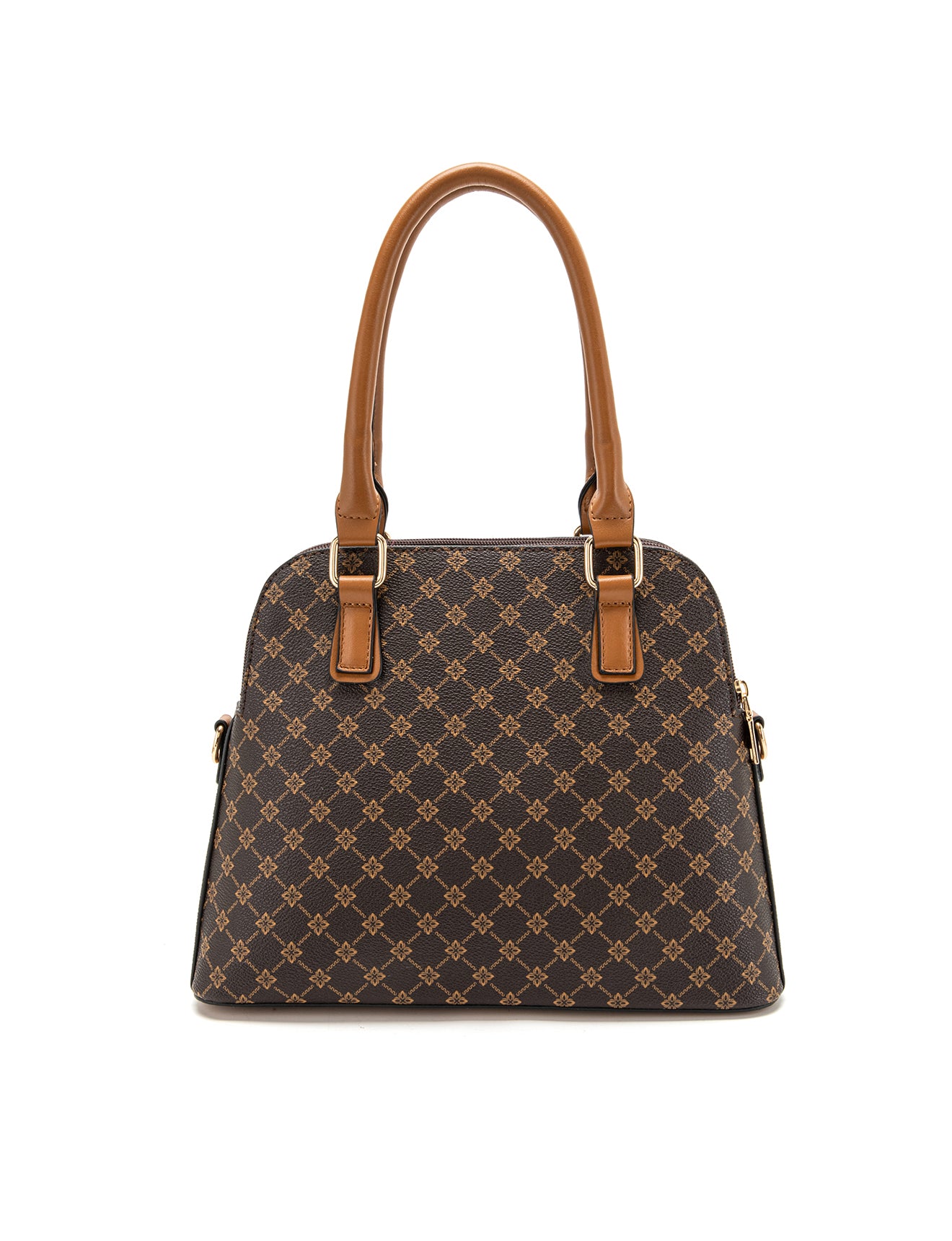 Monogram Structured Handbag with Tan Handles | Elegant Everyday Luxury Tote Australia