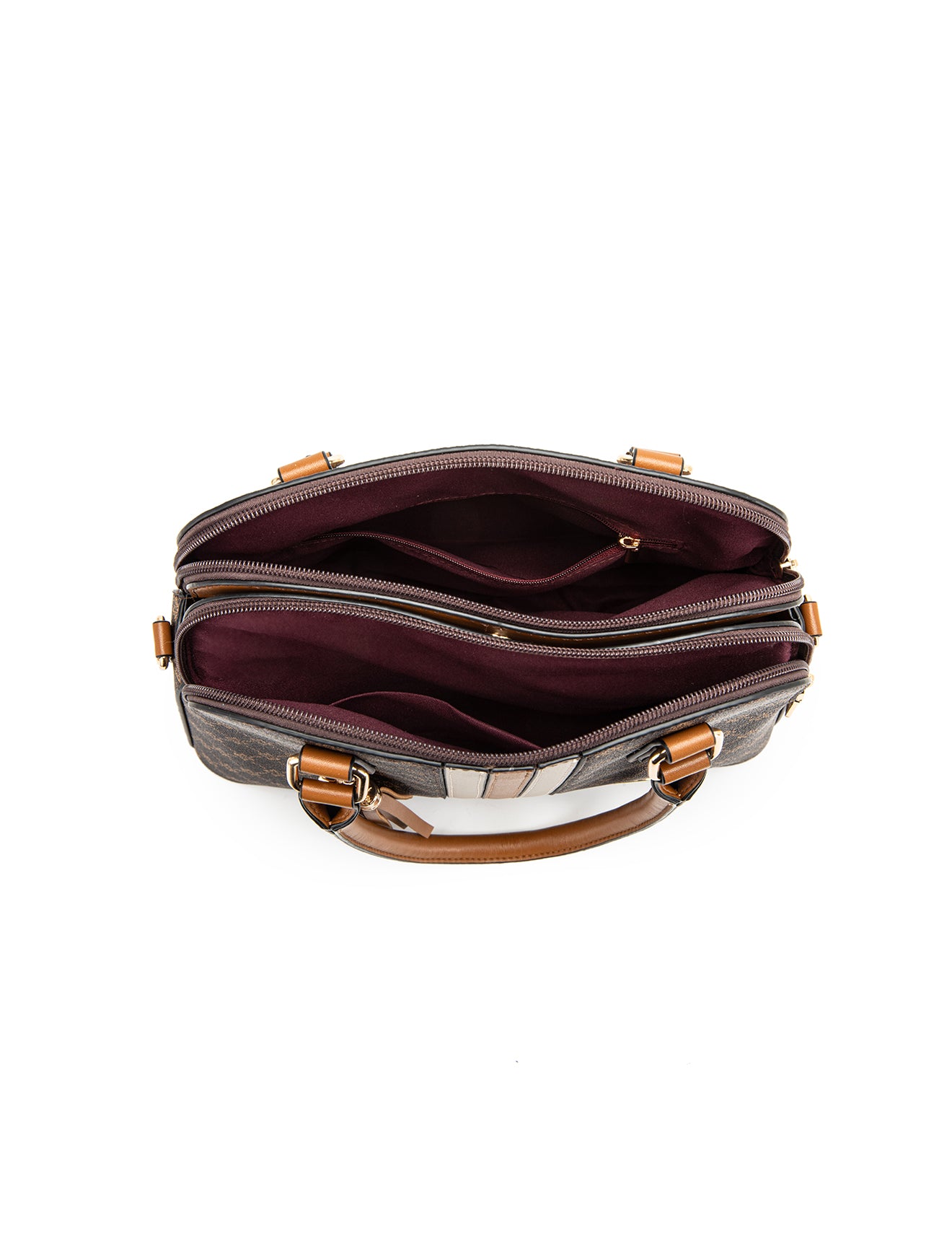 Monogram Structured Handbag with Tan Handles | Elegant Everyday Luxury Tote Australia