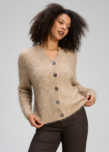 alpaca knit cardigan women beige button down soft fuzzy cardigan casual outfit Australia Showies Boutique