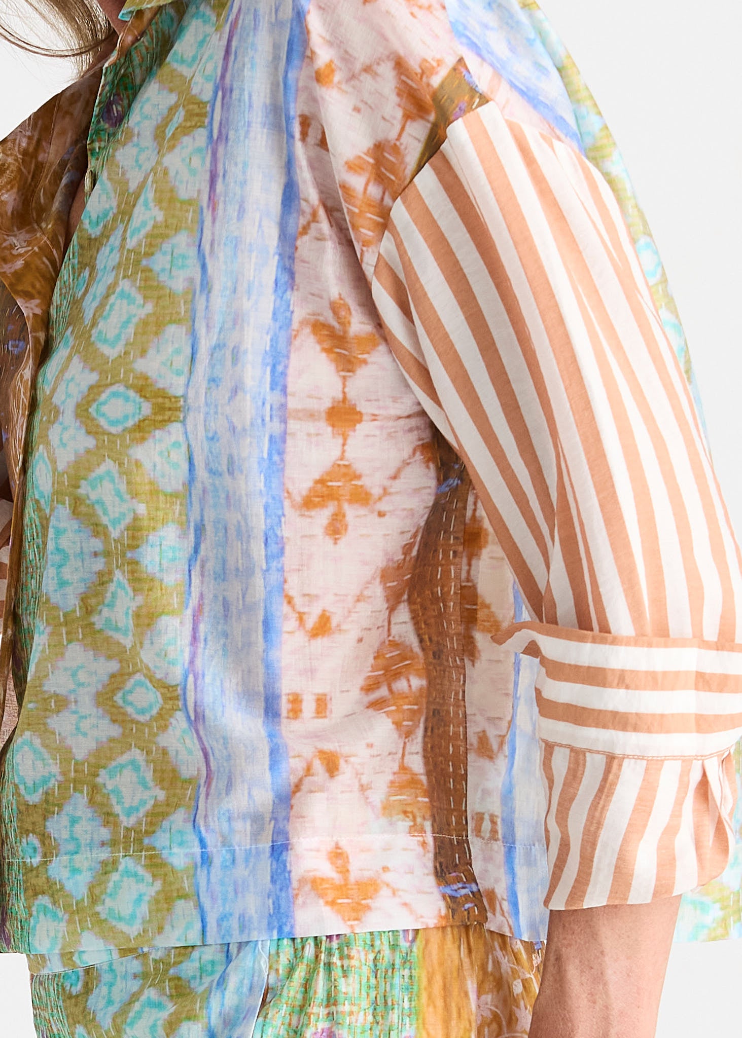 Riverside Patchwork Print Button-Up Shirt