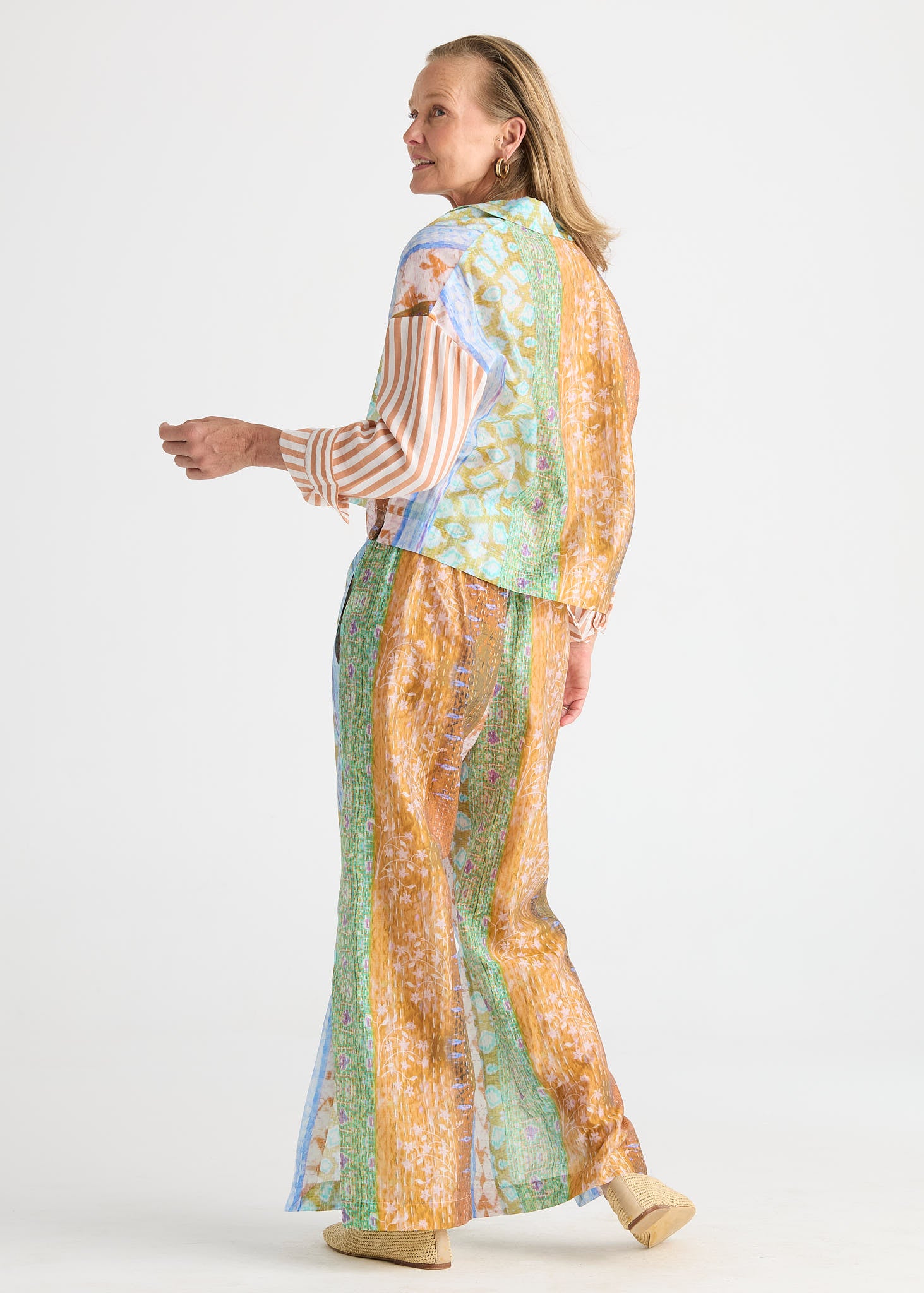 Riverside Patchwork Print Button-Up Shirt