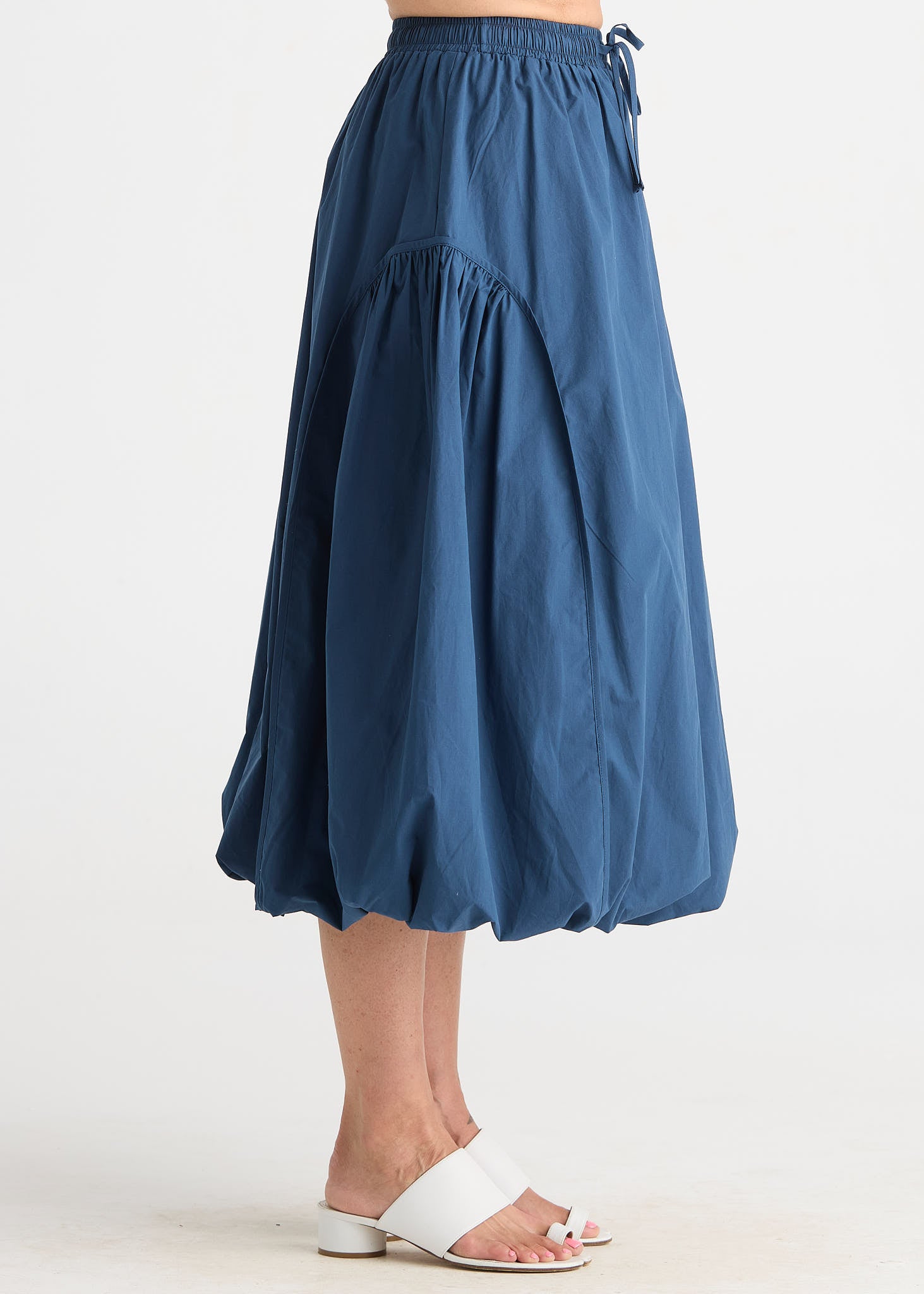 Ocean Balloon Midi Skirt with Elastic Waist