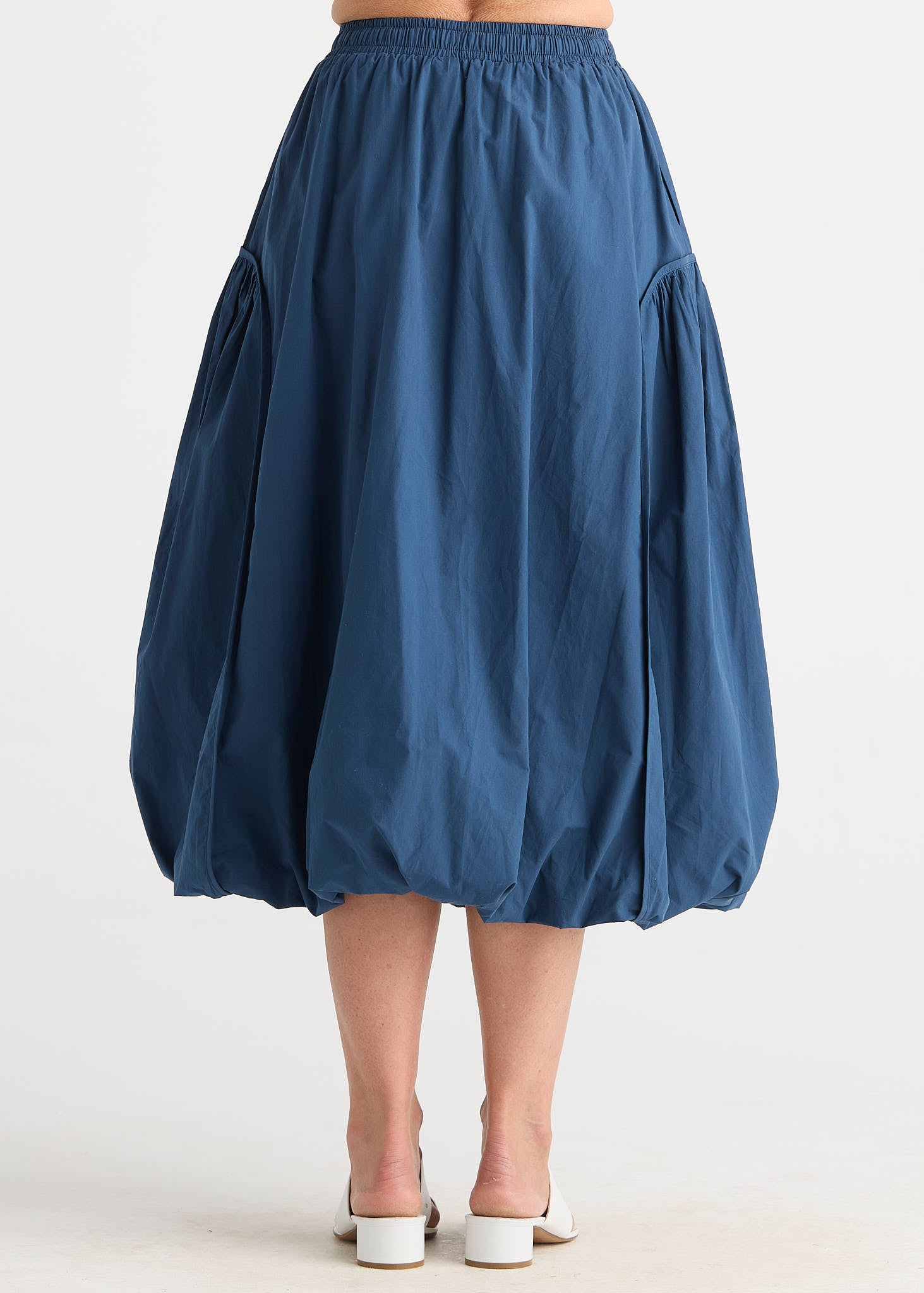 Ocean Balloon Midi Skirt with Elastic Waist