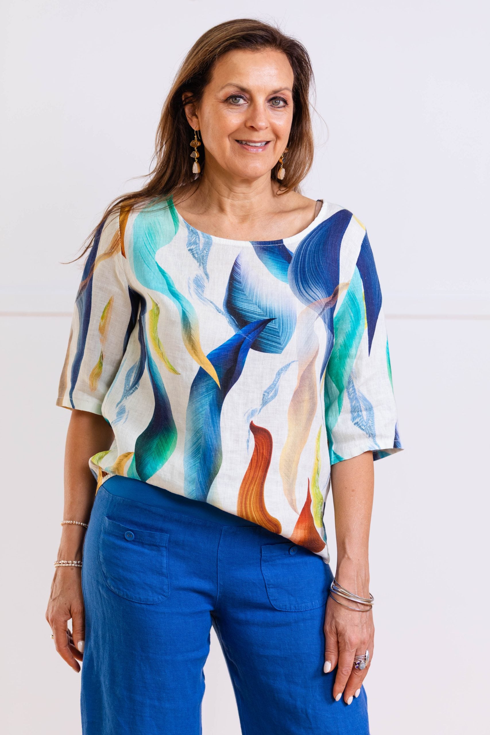 Elizabeth Scott river gum leaf linen top women
