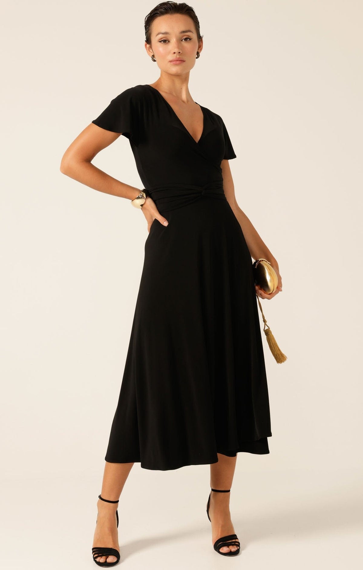 Flute Sleeve Reverse Wrap In Black by Sacha Drake - image 5