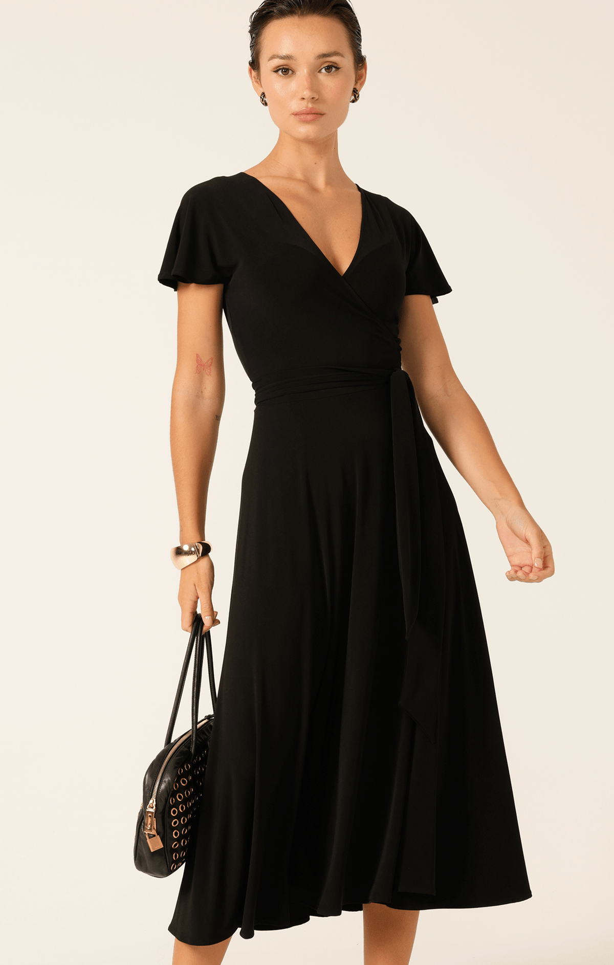 Flute Sleeve Reverse Wrap In Black by Sacha Drake - image 3