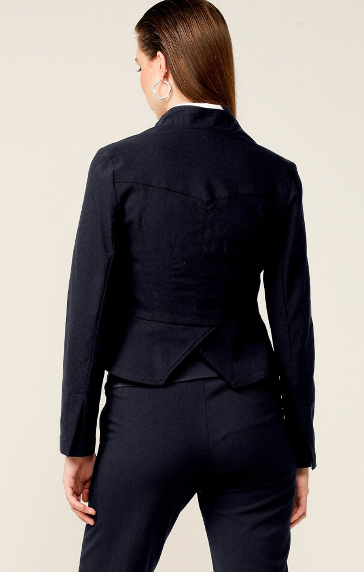 Front Zip Peplum Jacket In Navy by Sacha Drake - image 6