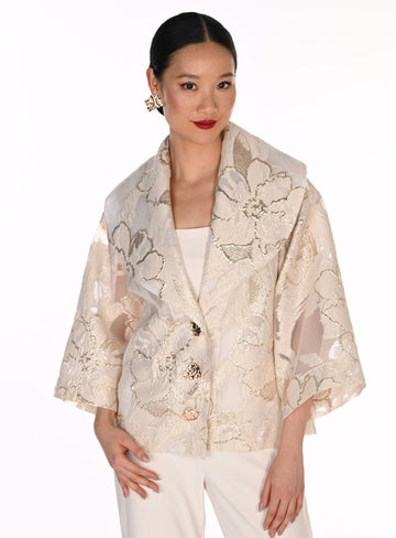 Ivory Floral Lace Embroidered Jacket