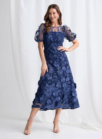 Floral Lace Midi Dress Collection – Black & Navy