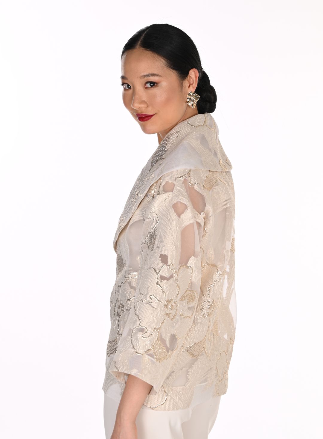 Ivory Floral Lace Embroidered Jacket
