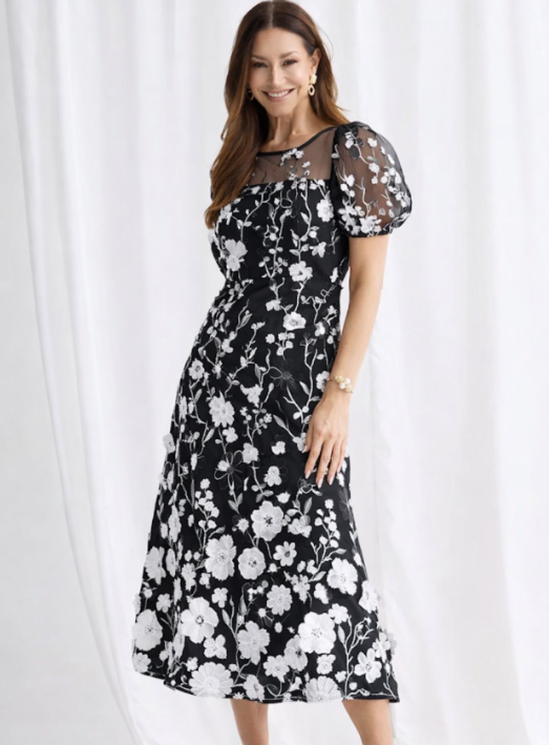 Floral Lace Midi Dress Collection – Black & Navy