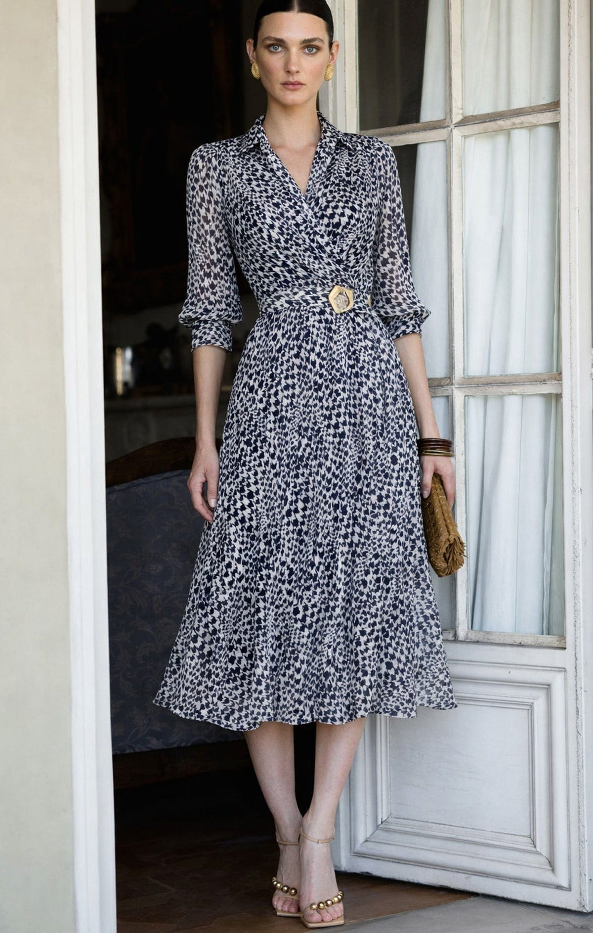 Herringbone Dress In Navy White Check by Sacha Drake - image 2