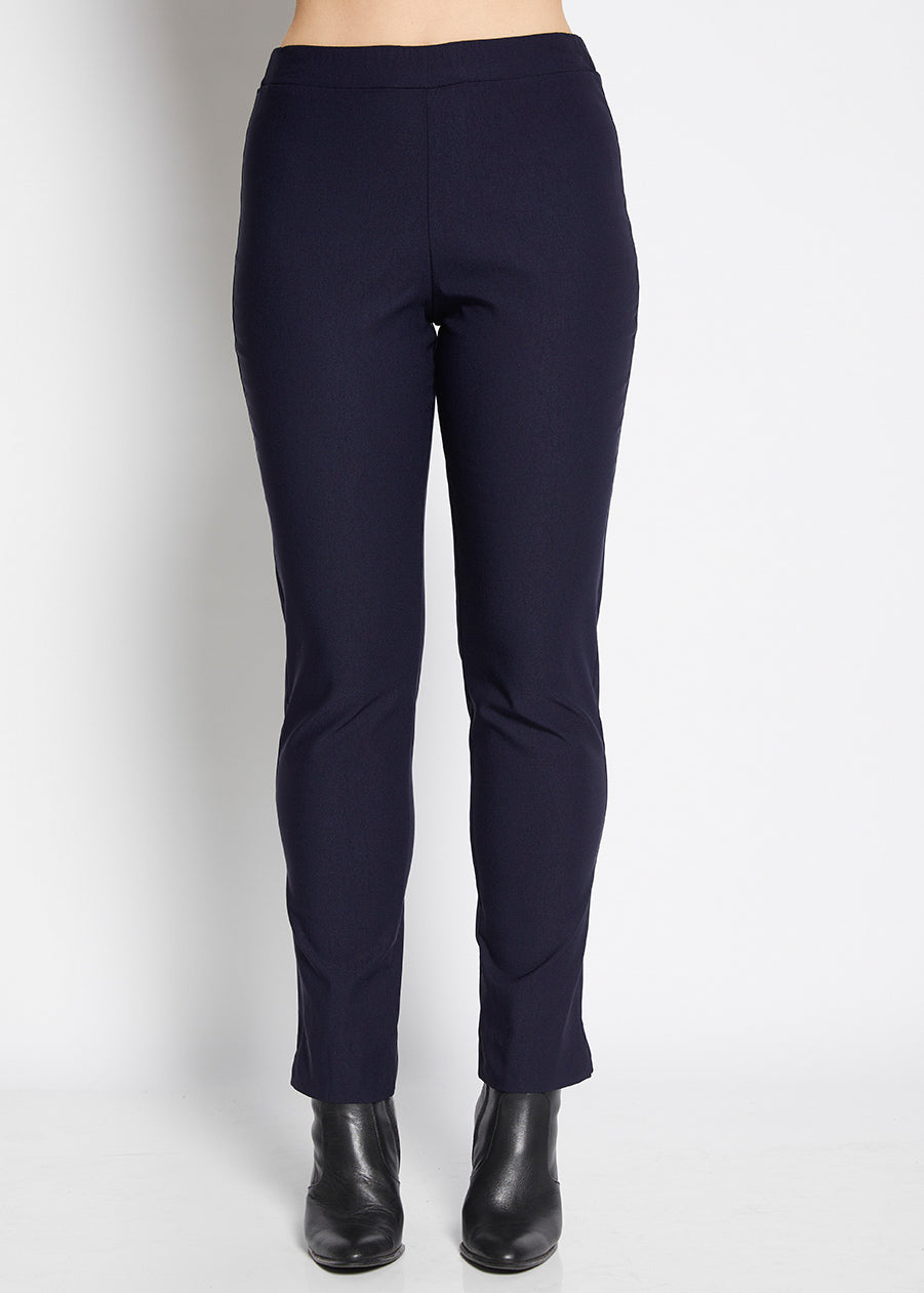 Slim Fit Navy Black Straight Pants – Minimalist Women’s Wear