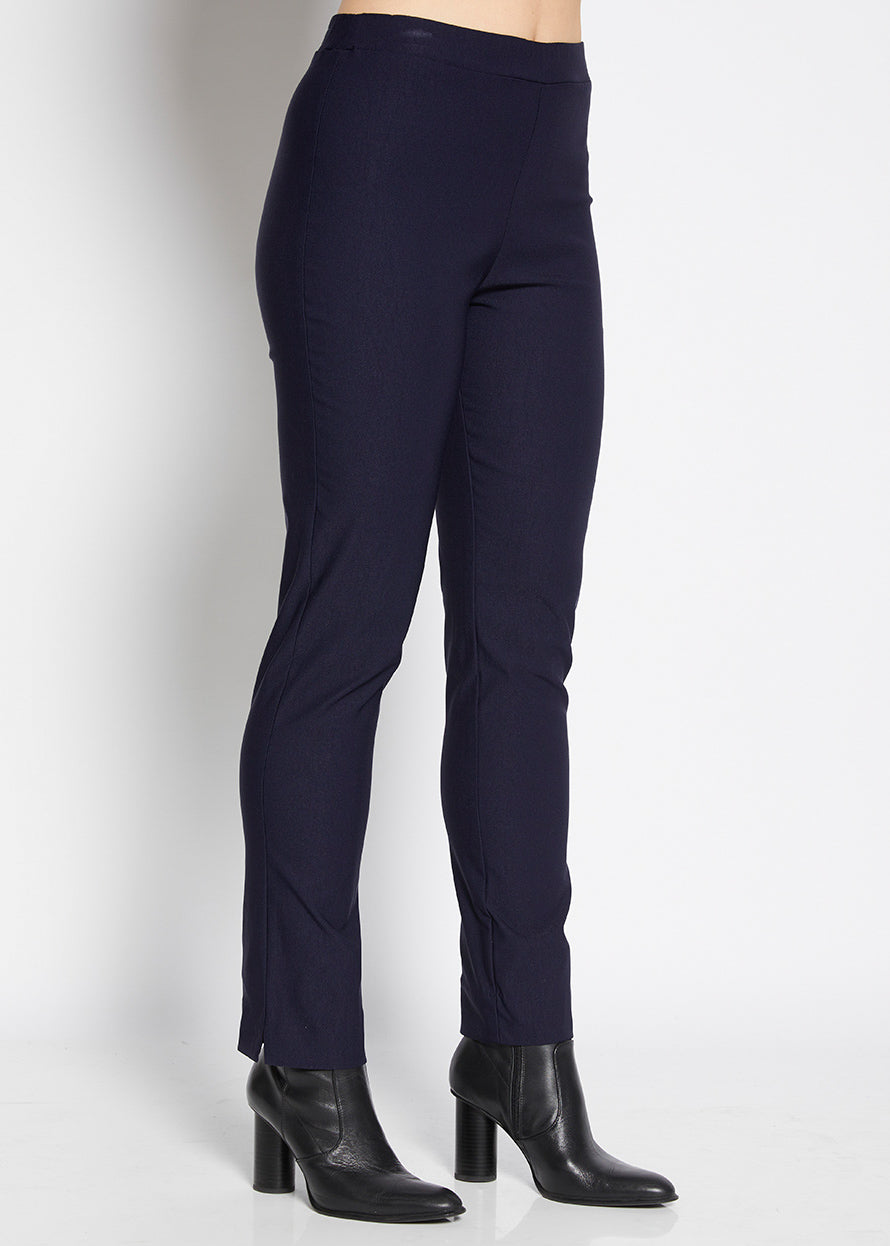 Slim Fit Navy Black Straight Pants – Minimalist Women’s Wear