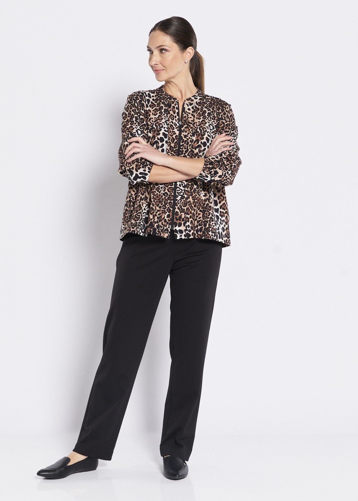 Slim Fit Navy Black Straight Pants – Minimalist Women’s Wear
