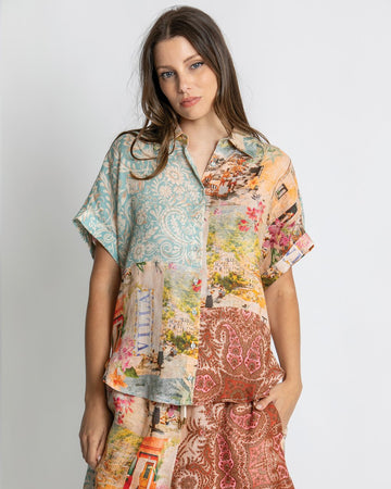 Multicolour Paisley Print Button-Up Top