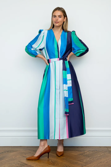 Verity Spring Bold Stripe Midi Dress | Elegant Women’s Dress Australia