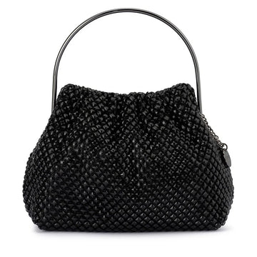 Black Crystal Embellished Top Handle Bag