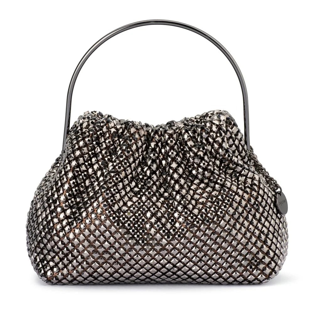 Bronze Crystal Embellished Top Handle Bag