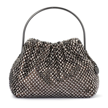 Bronze Crystal Embellished Top Handle Bag